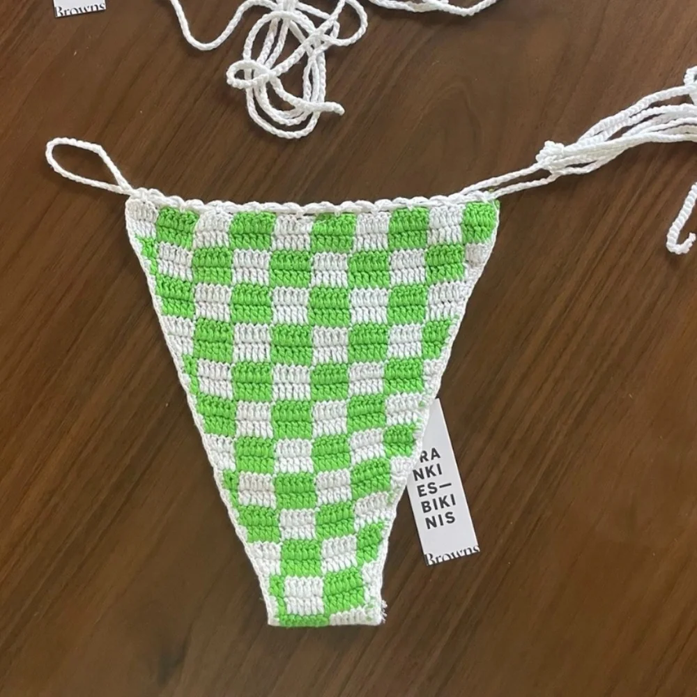 Frankie's Bikinis Green & White Checkered Crochet Bikini - Picture 5 of 5